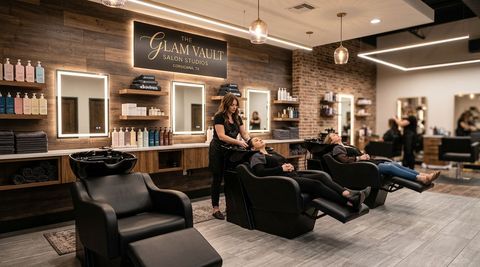 Illustration of The Glam Vault Salon Studios, hair salon in Corsicana, TX